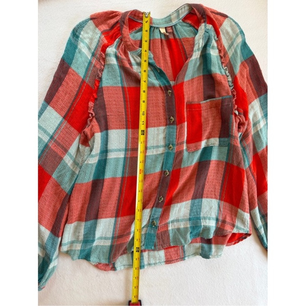 Pilcro Plaid Button-Front Shirt - Red & Blue size M - Picture 4 of 9